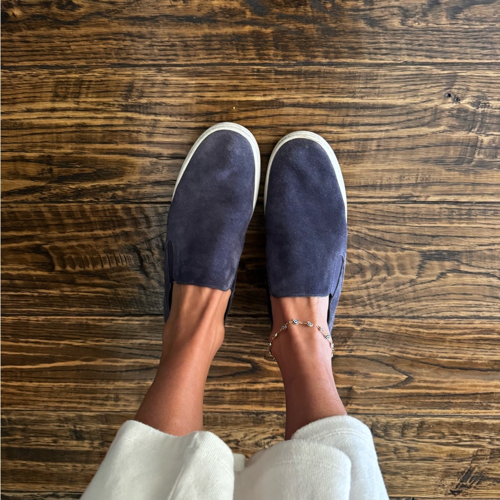 Vince Navy Suede Slip-On Sneakers